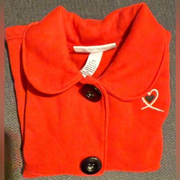 Girls Kids Headquarters Coat sz 4T Red Christmas Black Button Jacket - Picture 6 of 6